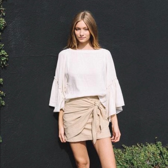 Grade & Gather Chloe Striped Wrap Skirt in Sand - Picture 3 of 6